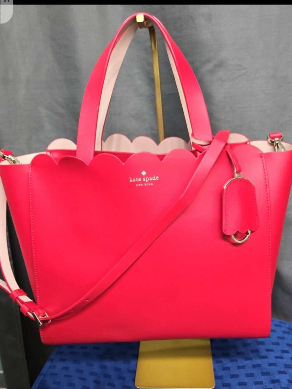 kate spade Red Magnolia Street Mini Mina Scallop-Edge Tote
